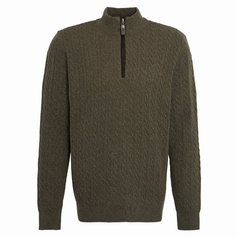 Barbour Ramsden Lambswool Half Zip Knitted Mens Jumper - Ivy Green Big Savings Today