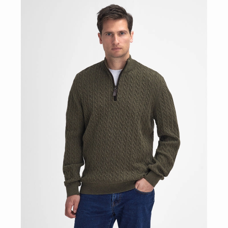 Flash Sale Alert Barbour Ramsden Lambswool Half Zip Knitted Mens Jumper - Ivy Green