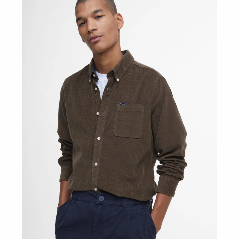 Barbour Ramsey Corduroy Mens Tailored Shirt - Brown Save Big Today
