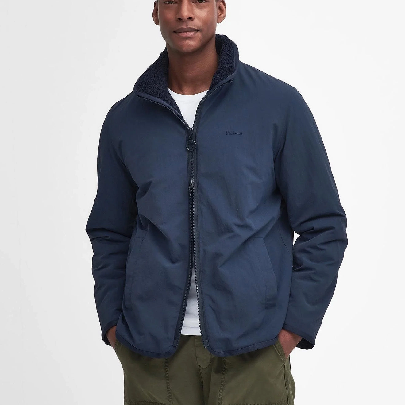 Today Only Discount Barbour Reversible Fleece Jacket Navy