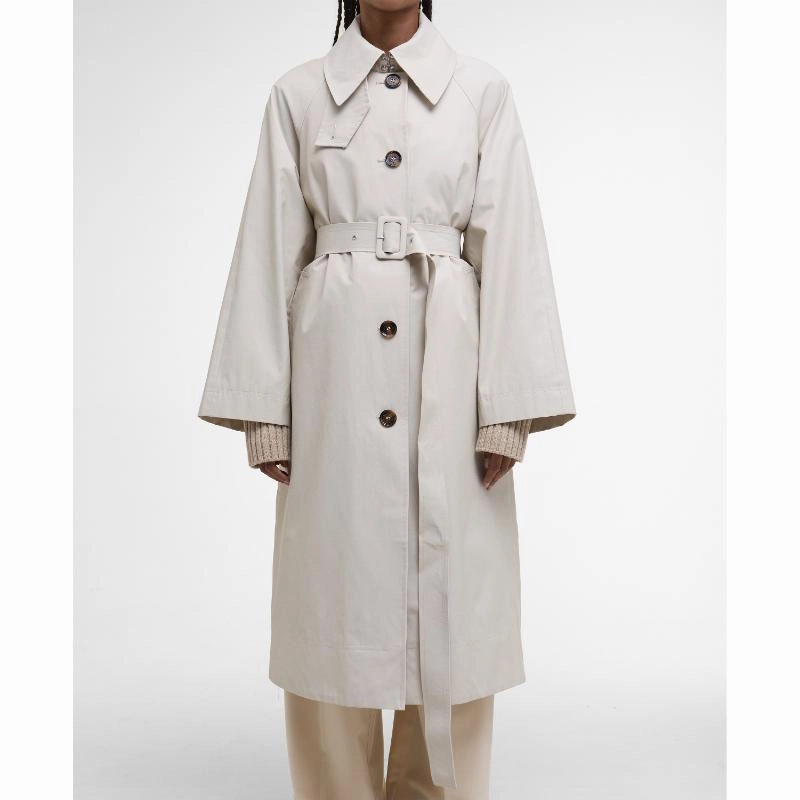 Barbour Robyn Ladies Showerproof Trench Coat - Mist/Hessian Tartan Big Clearance Event Flash Deal Today