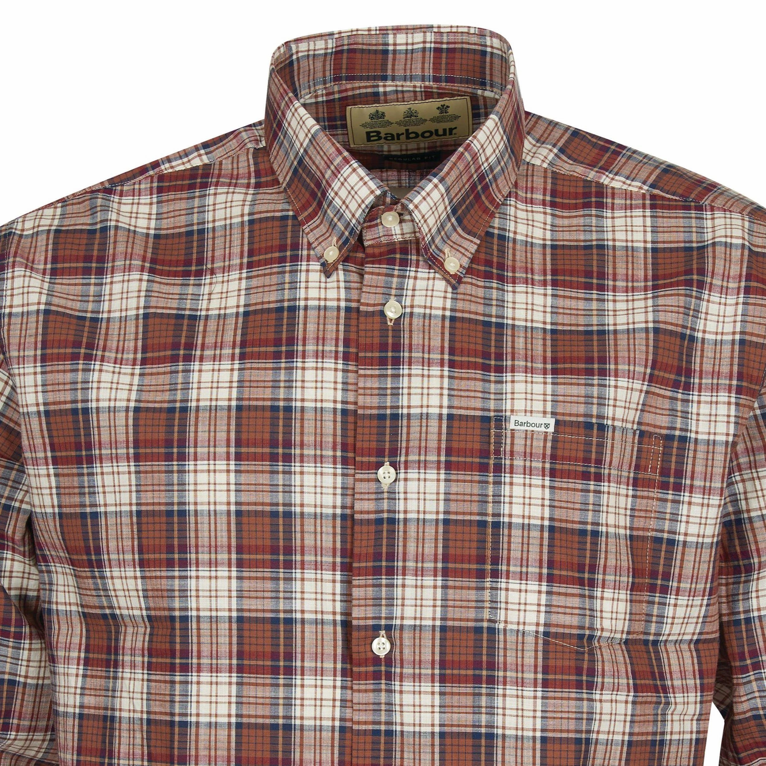 Grab Your Deal Today Grab the Deal Now Barbour Sadle Mens Shirt - Rust