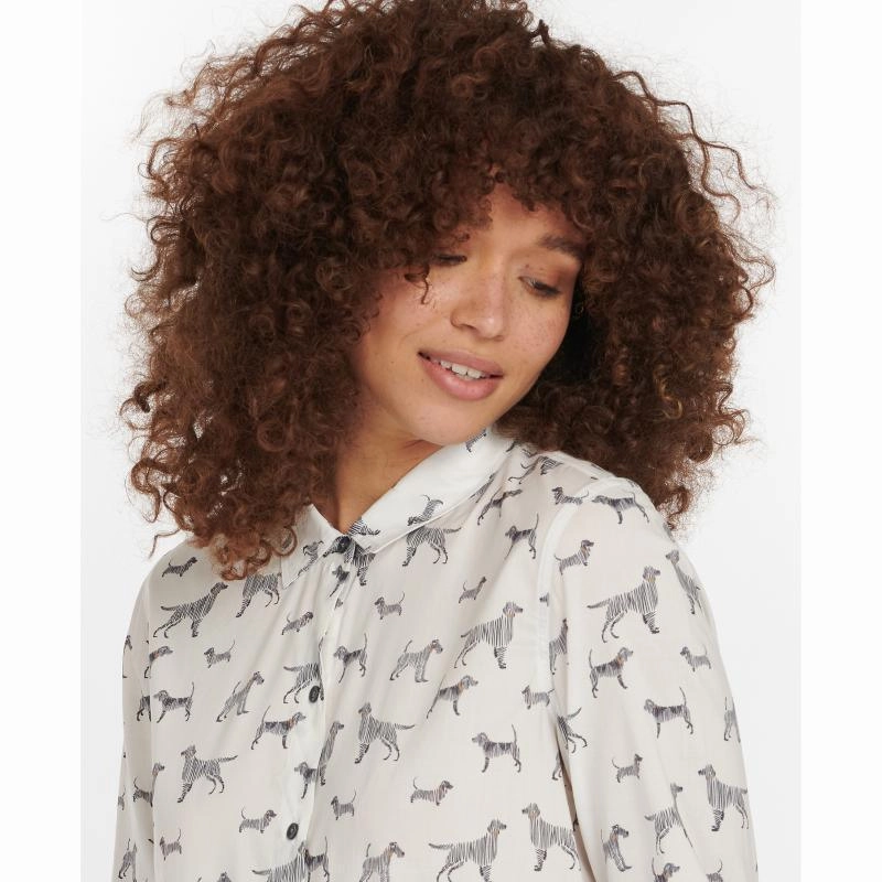 Grab It Fast Clearance Savings Now Barbour Safari Ladies Shirt - Off White Country Print