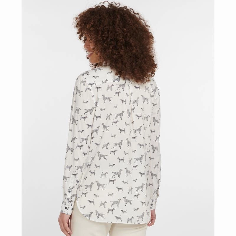 Barbour Safari Ladies Shirt - Off White Country Print Save More Now