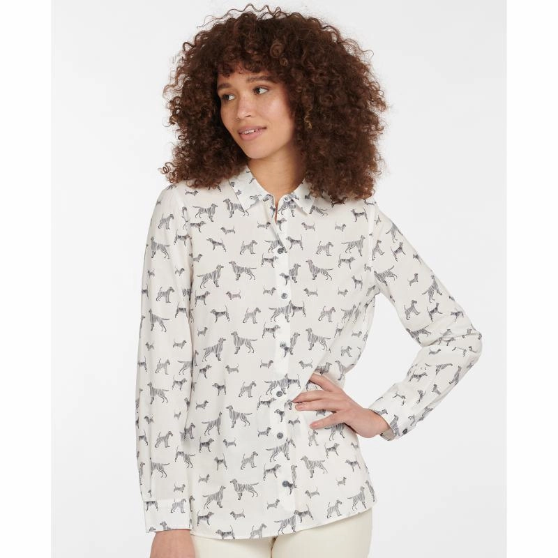 Barbour Safari Ladies Shirt - Off White Country Print Trending Deals Today