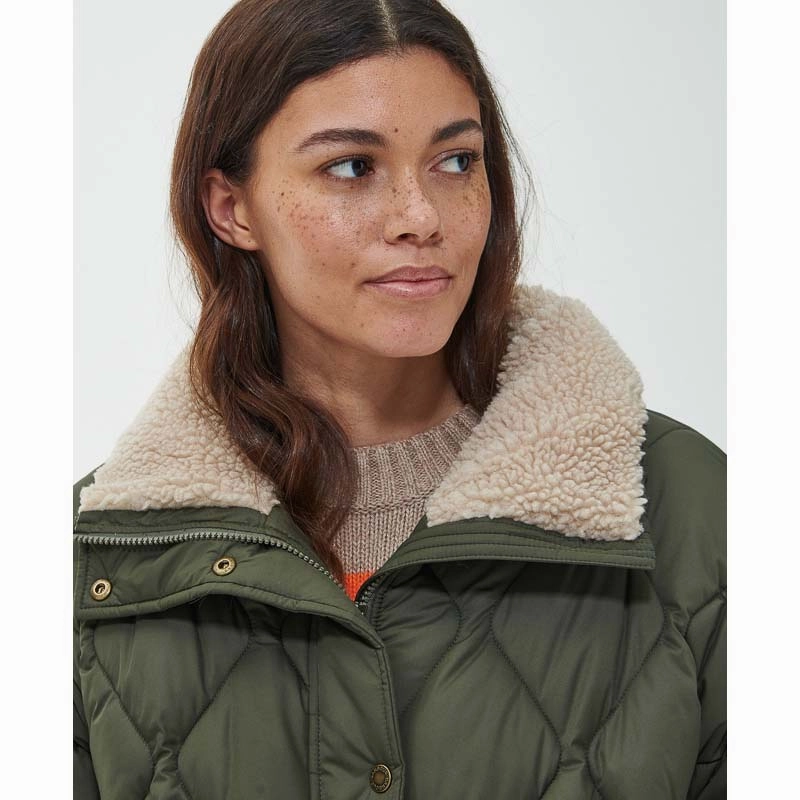 Dont Miss These Savings MustHave Items Barbour Samphire Ladies Quilted Coat - Deep Olive