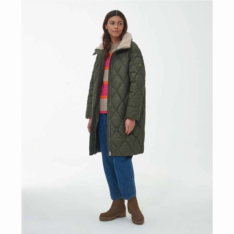 Price Drop Alert Limited Edition Offer Barbour Samphire Ladies Quilted Coat - Deep Olive