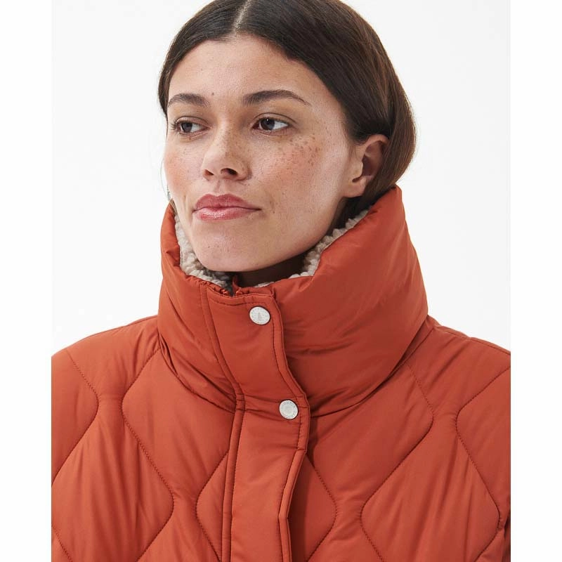 Barbour Samphire Ladies Quilted Coat - Spiced Pumpkin Limited Time Sale
