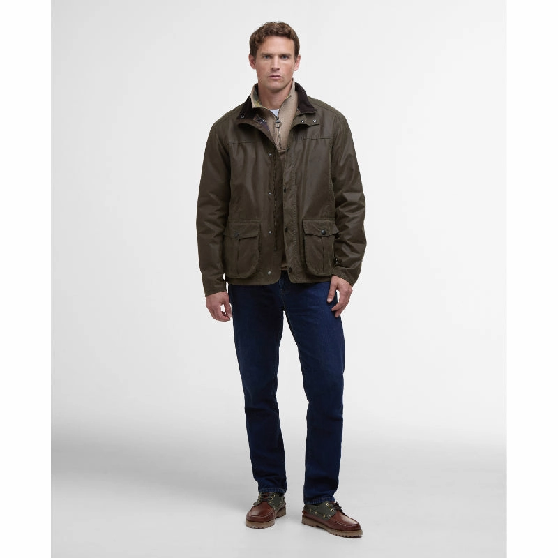 Barbour Sander Mens Wax Jacket - Beech Special Online Offer