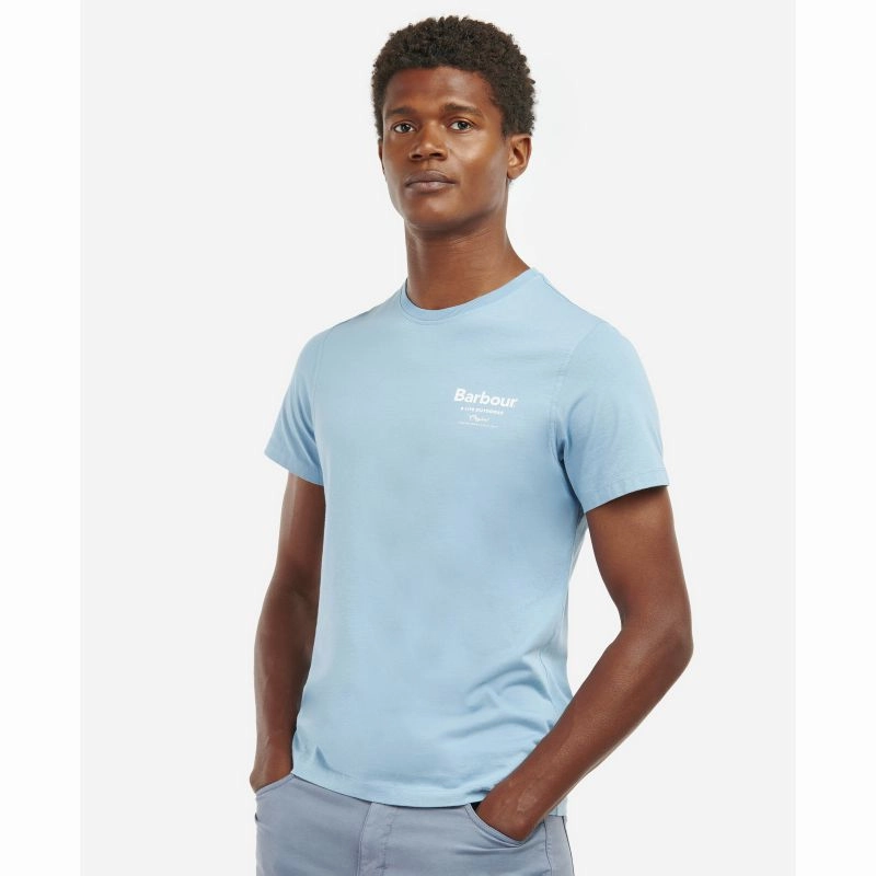 Barbour Satley Graphic Mens T-Shirt - Powder Blue Special Savings Today Special Online Offer