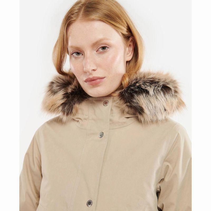 Barbour Scarlet Ladies Waterproof Coat - Sand Dune/Ancient Special Online Offer Special Savings Today
