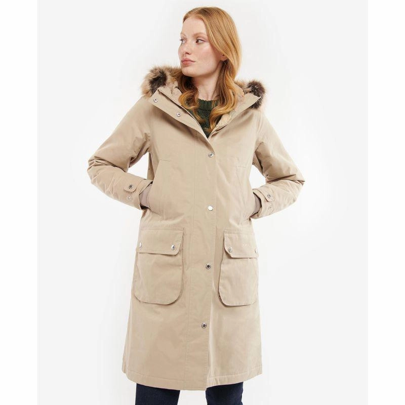 Barbour Scarlet Ladies Waterproof Coat - Sand Dune/Ancient Trending Hot Deal Flash Offer Today
