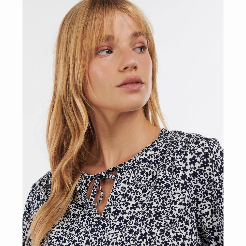 Grab It Before Gone Barbour Seaholly Ladies Blouse - White/Indigo