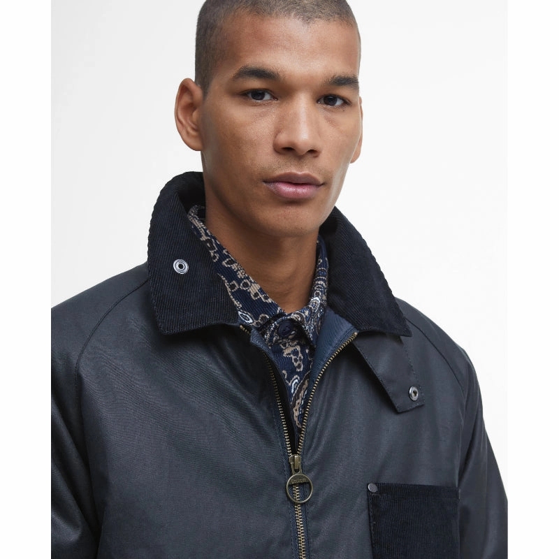 Hot Discount Deal Big Hot Sale Barbour Shoreman Spey Mens Wax Jacket - Navy