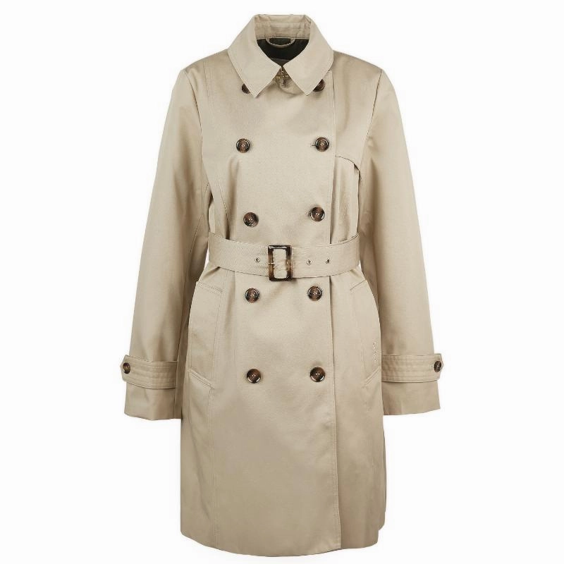 Barbour Short Greta Ladies Showerproof Trench - Light Fawn/Ancient Poplar Trending Now Discount Save Today Event