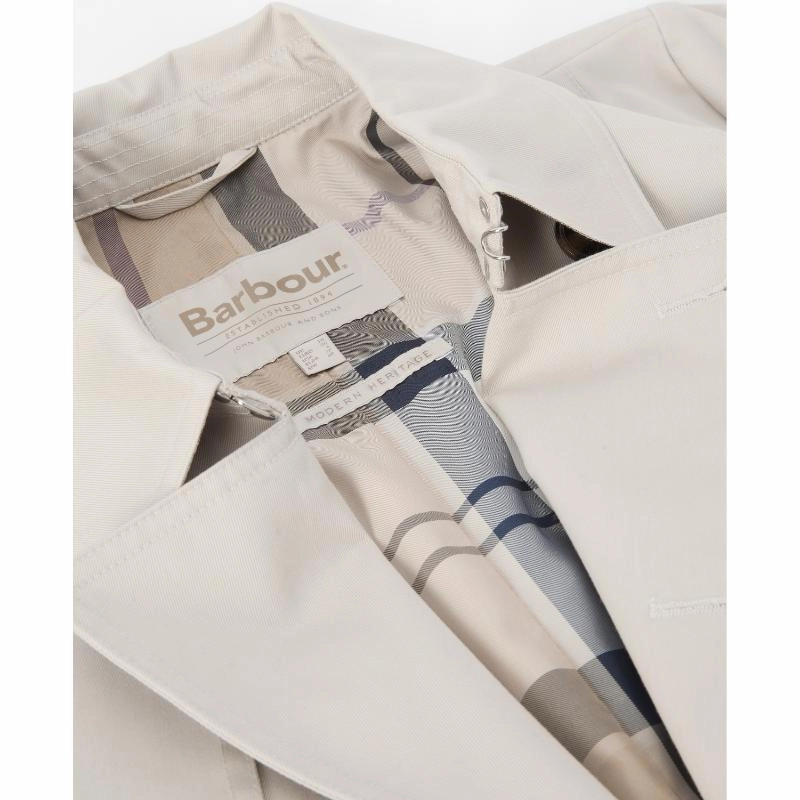 MustHave Steals Barbour Short Greta Ladies Showerproof Trench - Mist/Hessian Tartan
