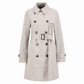 Barbour Short Greta Ladies Showerproof Trench - Mist/Hessian Tartan Deal Frenzy Today