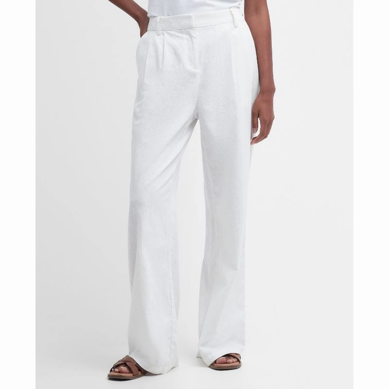 Barbour Somerland Ladies Trousers - White Big Savings Event Price Drop Alert