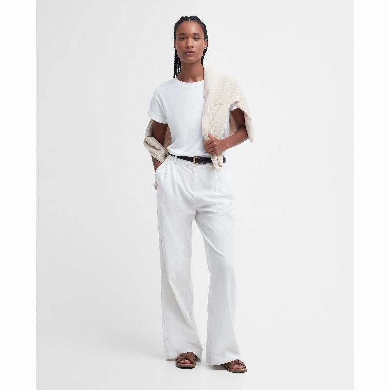 Barbour Somerland Ladies Trousers - White Mega Discount Today Daily Hot Deal