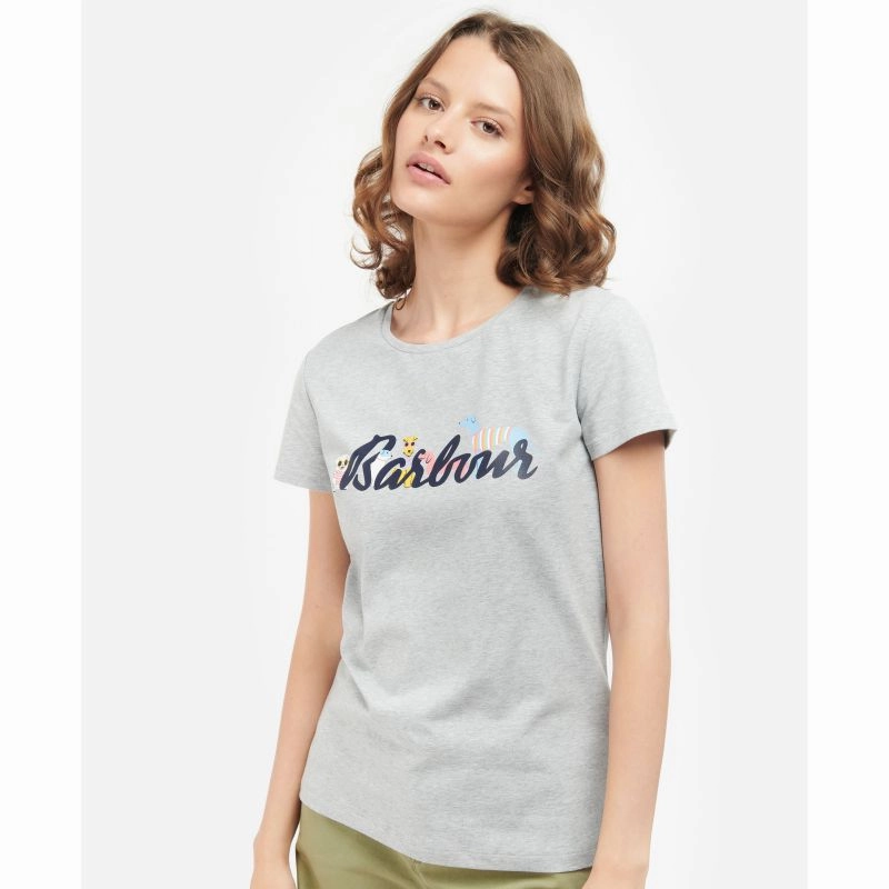 Exclusive Holiday Deal Today Only Savings Barbour Southport Ladies T-Shirt - Light Grey Marl