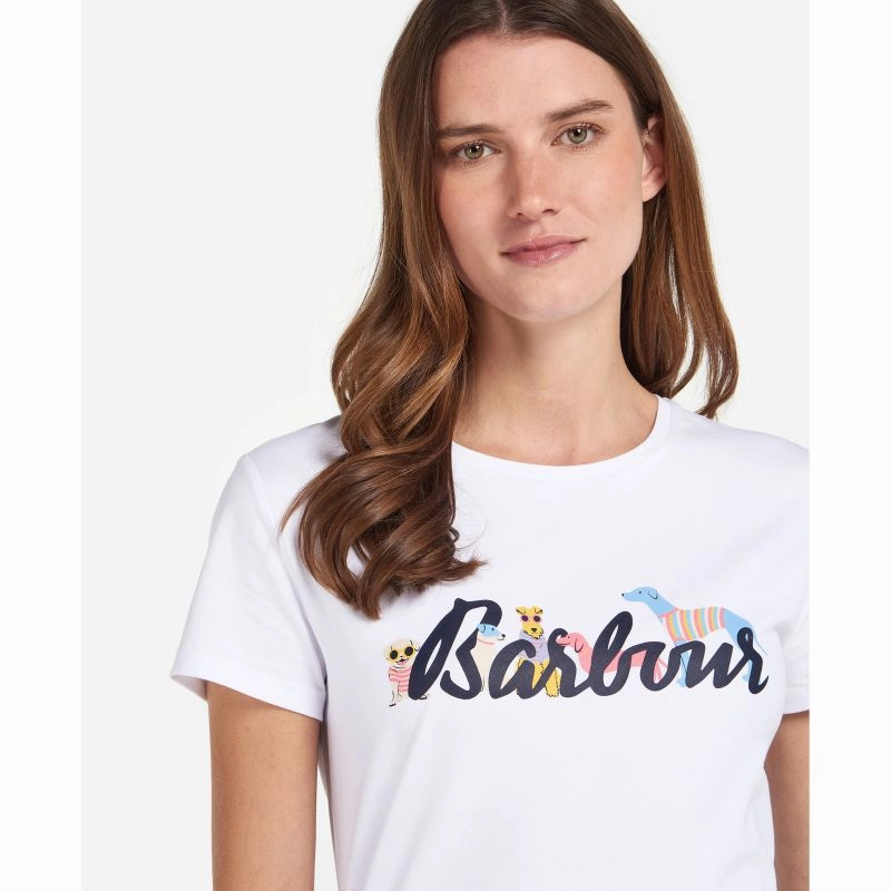 Barbour Southport Ladies T-Shirt - White Grab Your Deal Today