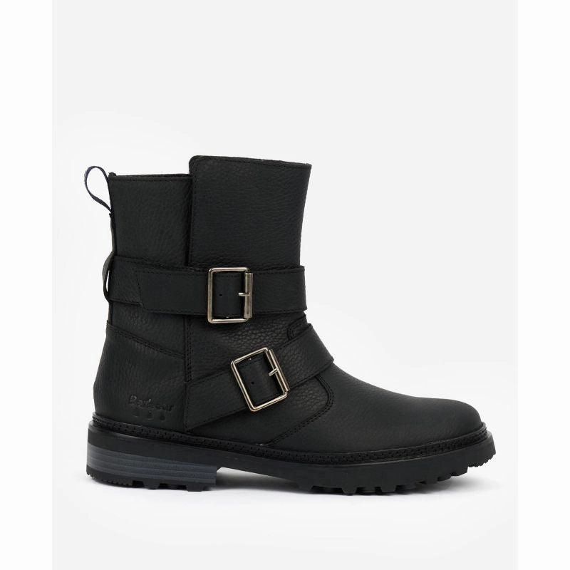 Barbour Spear Ladies Waterproof Biker Boots - Black Clearance Savings Now