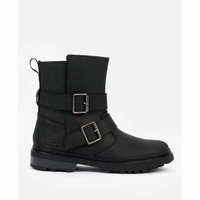 Barbour Spear Ladies Waterproof Biker Boots - Black Clearance Savings Now