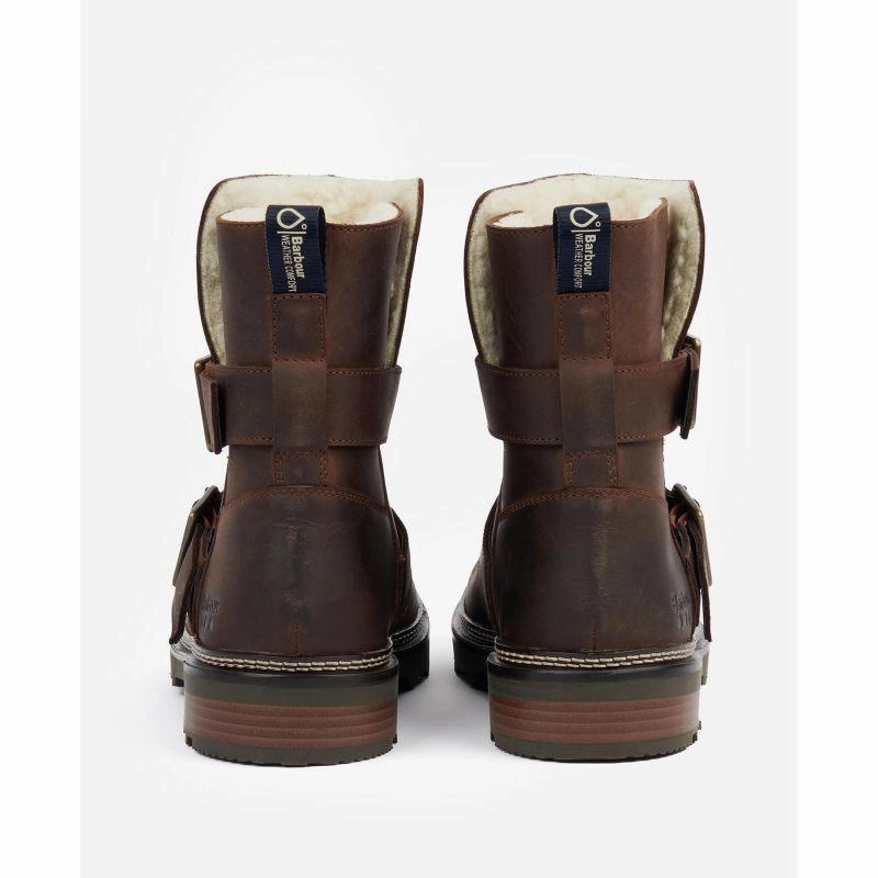 Barbour Spear Ladies Waterproof Biker Boots - Dark Brown Hot Savings Alert