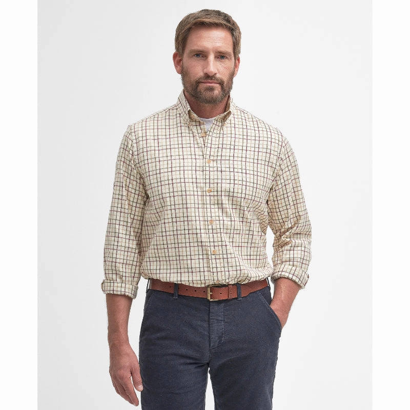 Barbour Sporting Tattersall Mens Shirt - Red / Khaki MustHave Clearance