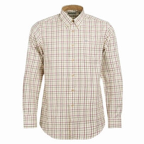 Barbour Sporting Tattersall Mens Shirt - Red / Khaki Special Surprise Sale