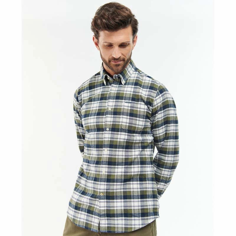 Barbour Stonewell Mens Tailored Fit Shirt - Olive Hot Offer Frenzy