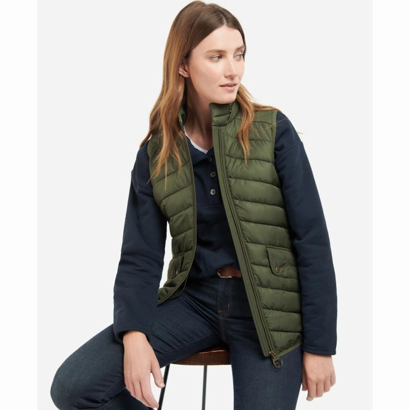 Barbour Stretch Cavalry Ladies Gilet - Olive/Olive Marl Exclusive Holiday Deal