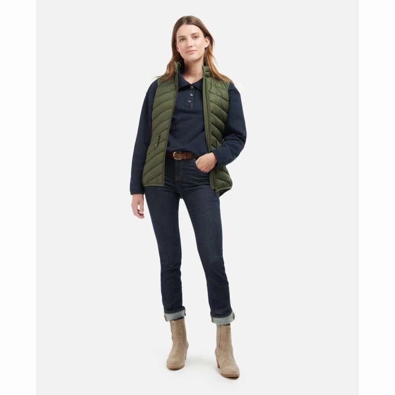 Barbour Stretch Cavalry Ladies Gilet - Olive/Olive Marl Today Only Discount Alert Mega Discount Event