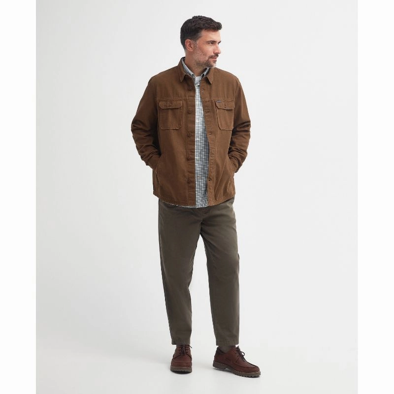 Barbour Swindale Mens Overshirt - Dark Sand Limited Stock Offer Weekend Flash Offer