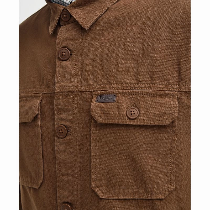 Barbour Swindale Mens Overshirt - Dark Sand Limited Stock Offer Hot Item Clearance
