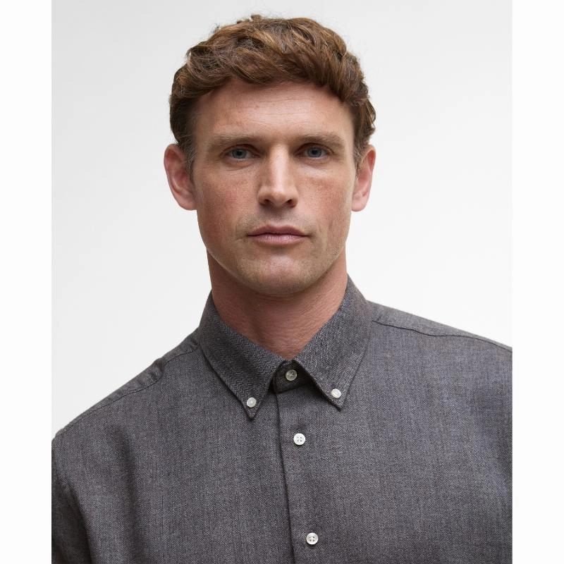Barbour Tamish Herringbone Regular Mens Shirt - Grey Marl Dont Miss These Savings Mega Hot Offer