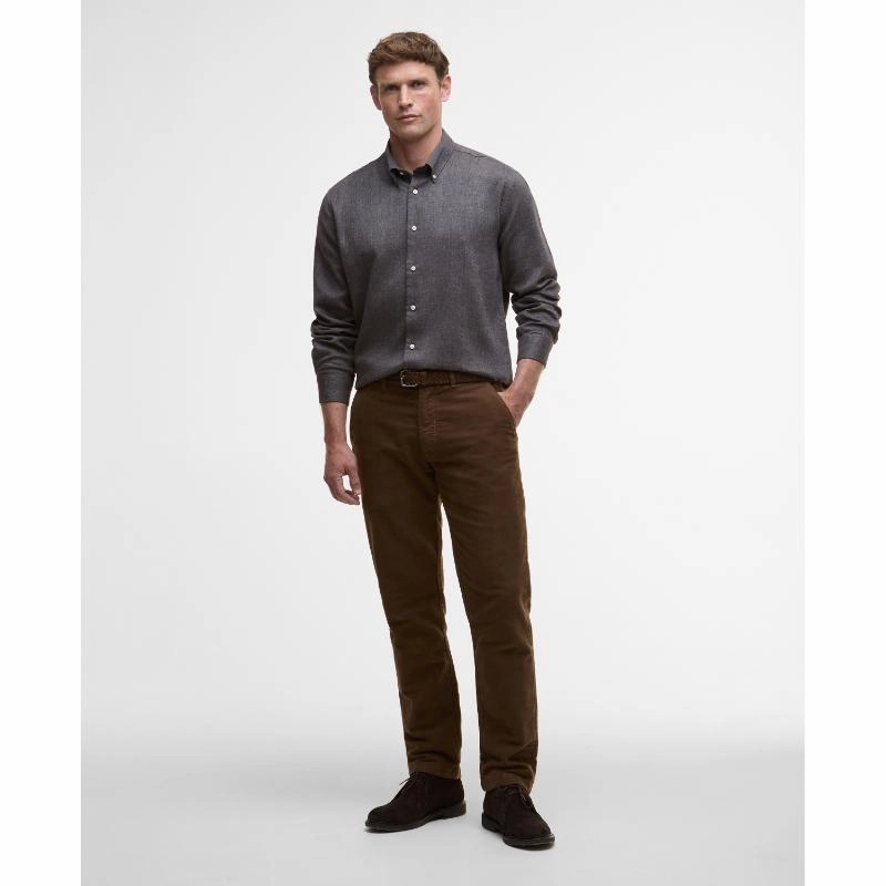 Barbour Tamish Herringbone Regular Mens Shirt - Grey Marl EndofWeek Deals MustHave Clearance