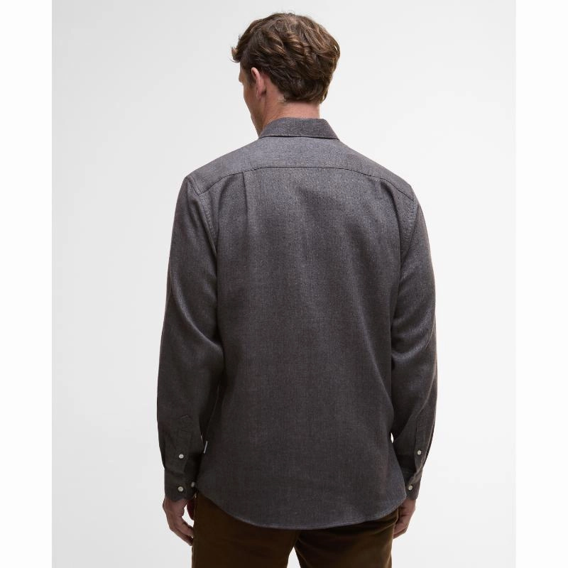 Barbour Tamish Herringbone Regular Mens Shirt - Grey Marl Special Price Offer