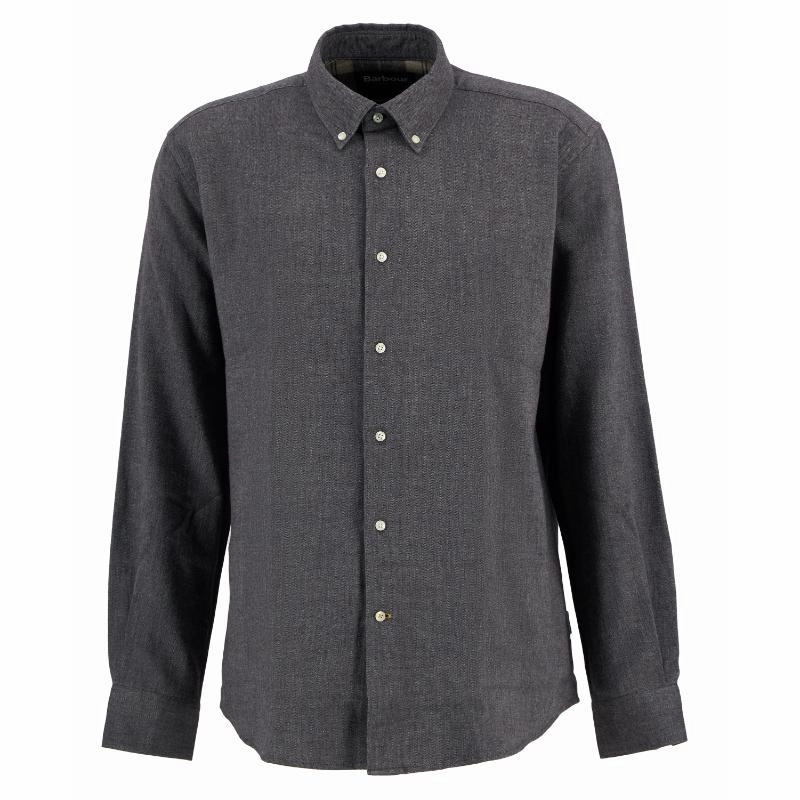 Barbour Tamish Herringbone Regular Mens Shirt - Grey Marl Flash Pick Today