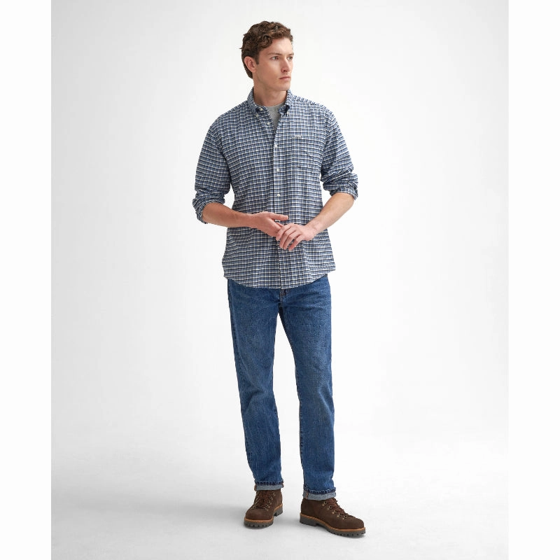 Exclusive Savings Event Mega Discount Today Barbour Tanlaw Regular Fit Mens Shirt - Blue