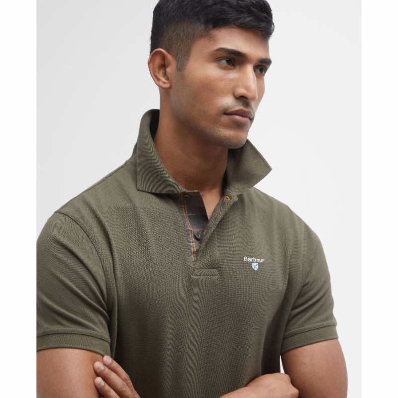 Barbour Tartan Pique Mens Polo Shirt - Dark Olive/Classic Shop Save Big