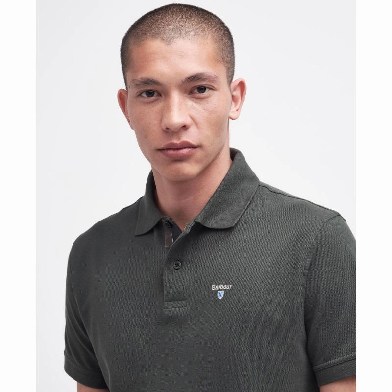 Barbour Tartan Pique Mens Polo Shirt - Forest Green New Arrival Discount Big Savings Event