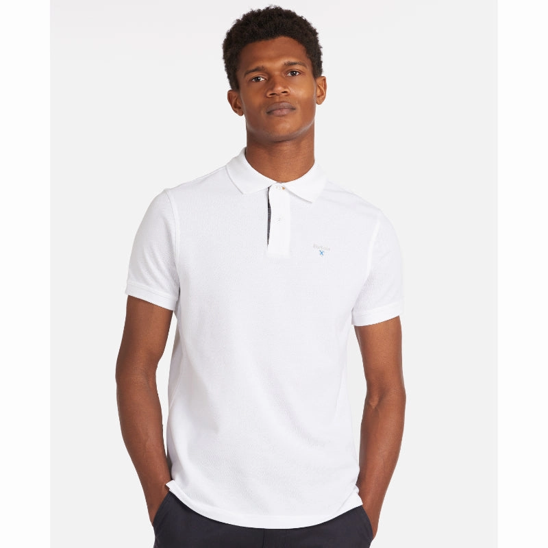 Barbour Tartan Pique Mens Polo Shirt  - White/Dress Trending Offer Today