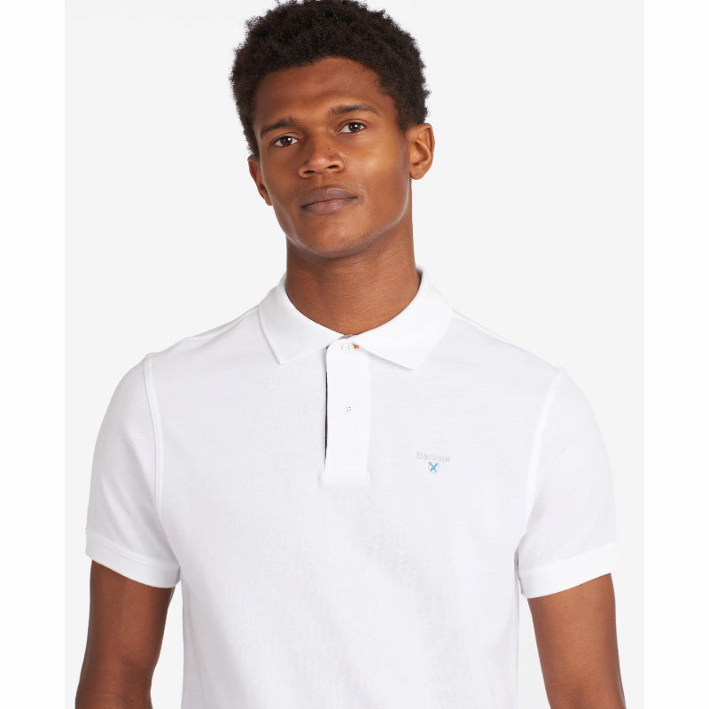 Flash Deal Today Online Exclusive Deal Barbour Tartan Pique Mens Polo Shirt  - White/Dress