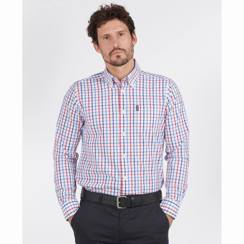 Mega Sale Now Hot Pick of the Day Barbour Tattersall 15 Mens Tailored Fit Shirt - Red