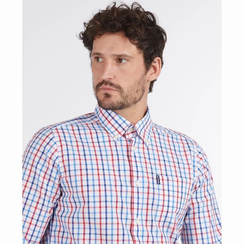Instant Deal Today Barbour Tattersall 15 Mens Tailored Fit Shirt - Red