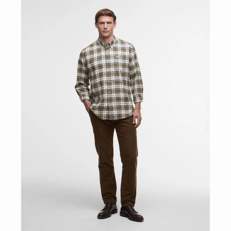 Barbour Telfield Regular Mens Checked Shirt - Stone Deal Frenzy Today
