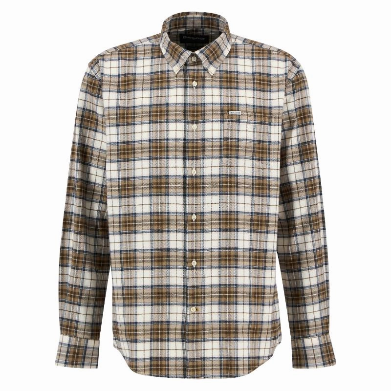 Todays Trending Deals Dont Miss This Deal Barbour Telfield Regular Mens Checked Shirt - Stone