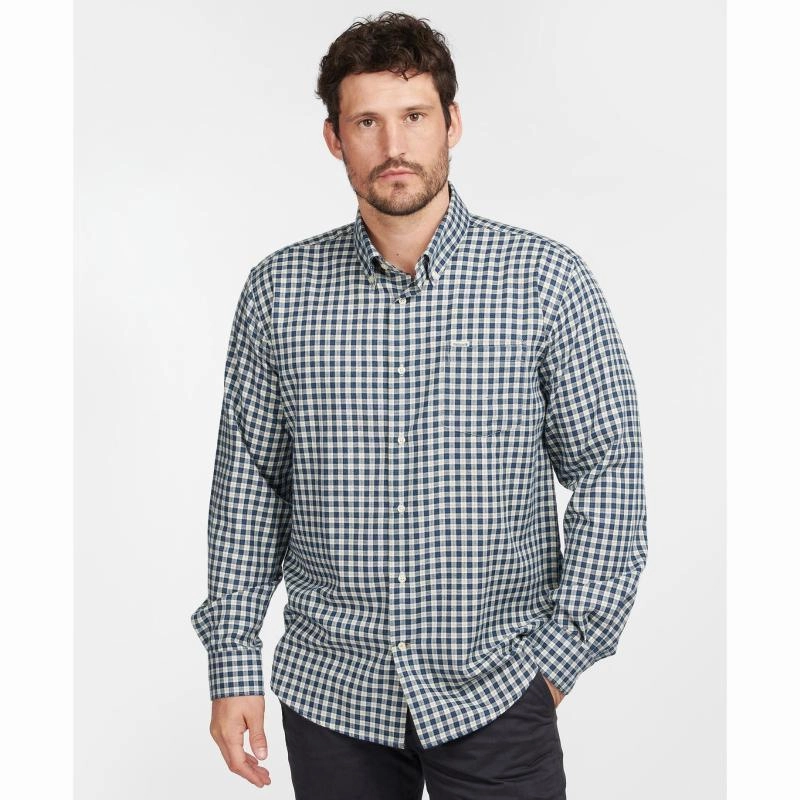 Shop Todays Picks Special Steal Event Barbour Thornley Thermo Weave Mens Regular Fit Shirt - Navy