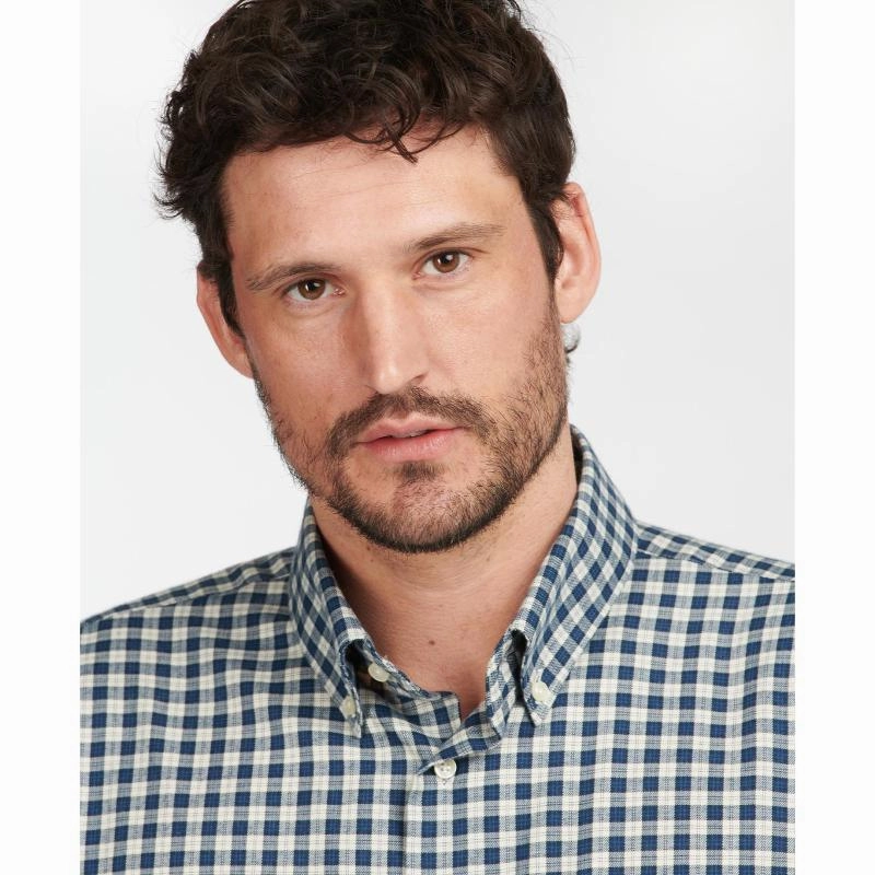 Barbour Thornley Thermo Weave Mens Regular Fit Shirt - Navy Dont Miss Big Savings